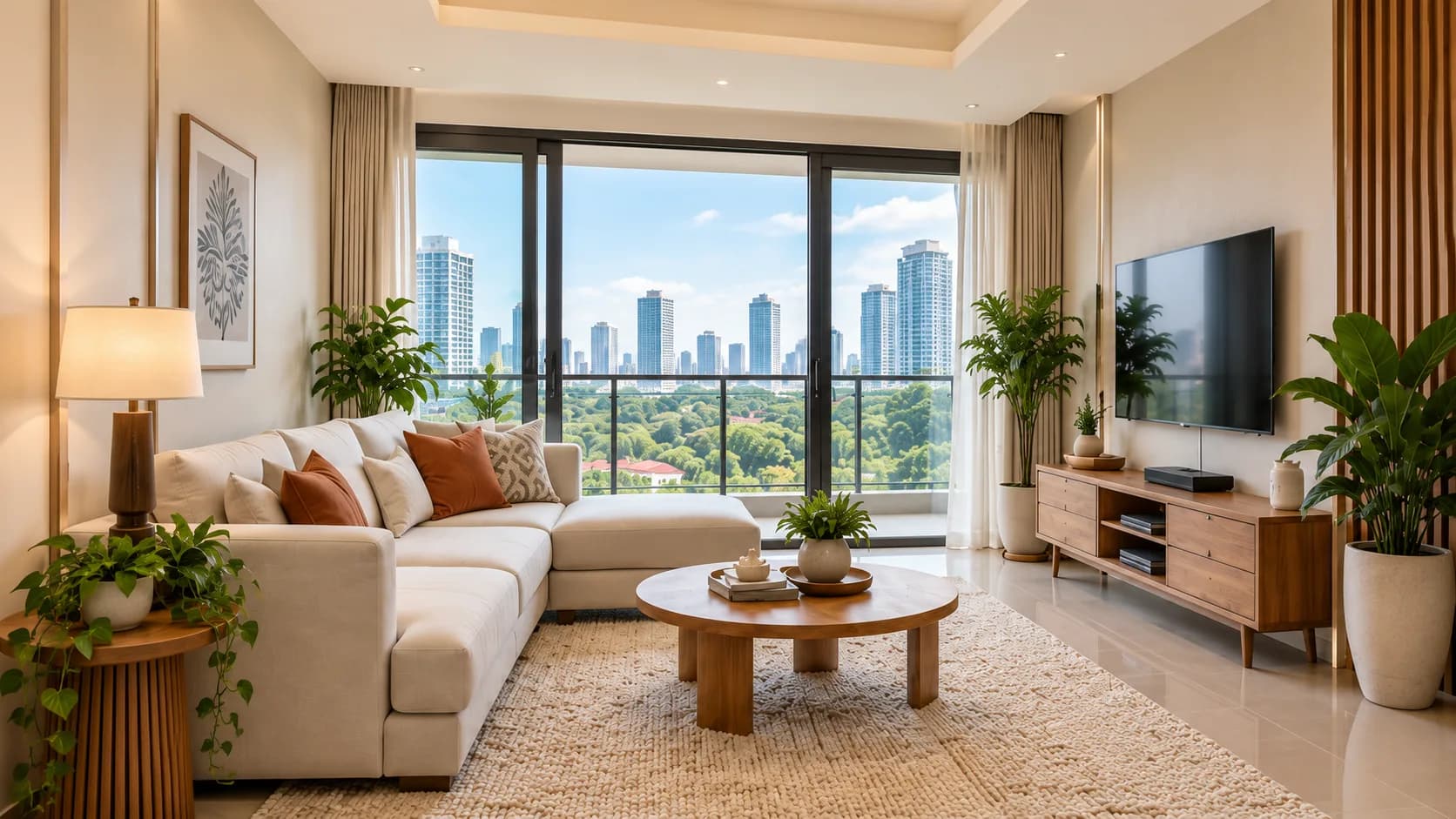 A furnished living room in a PH.House rental listing